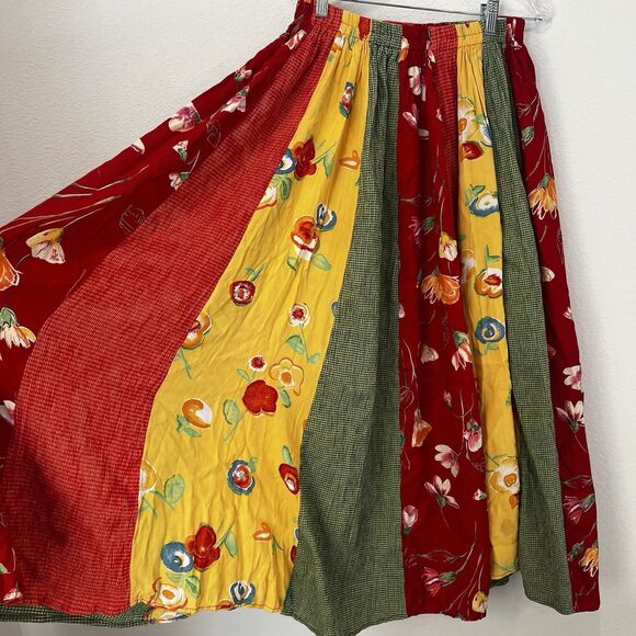 Vintage Maxi Skirt Patchwork Medium Festival Avant Garde Indie Fall Mixed Media - Picture 2 of 8